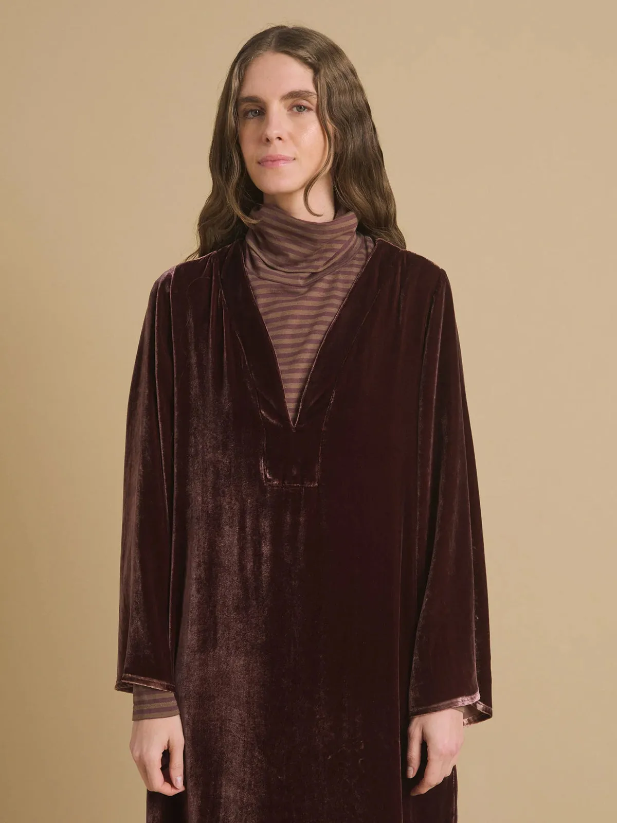 Rifa Velvet Tunic Dress – Brown sold by iris product image thumbnail 2