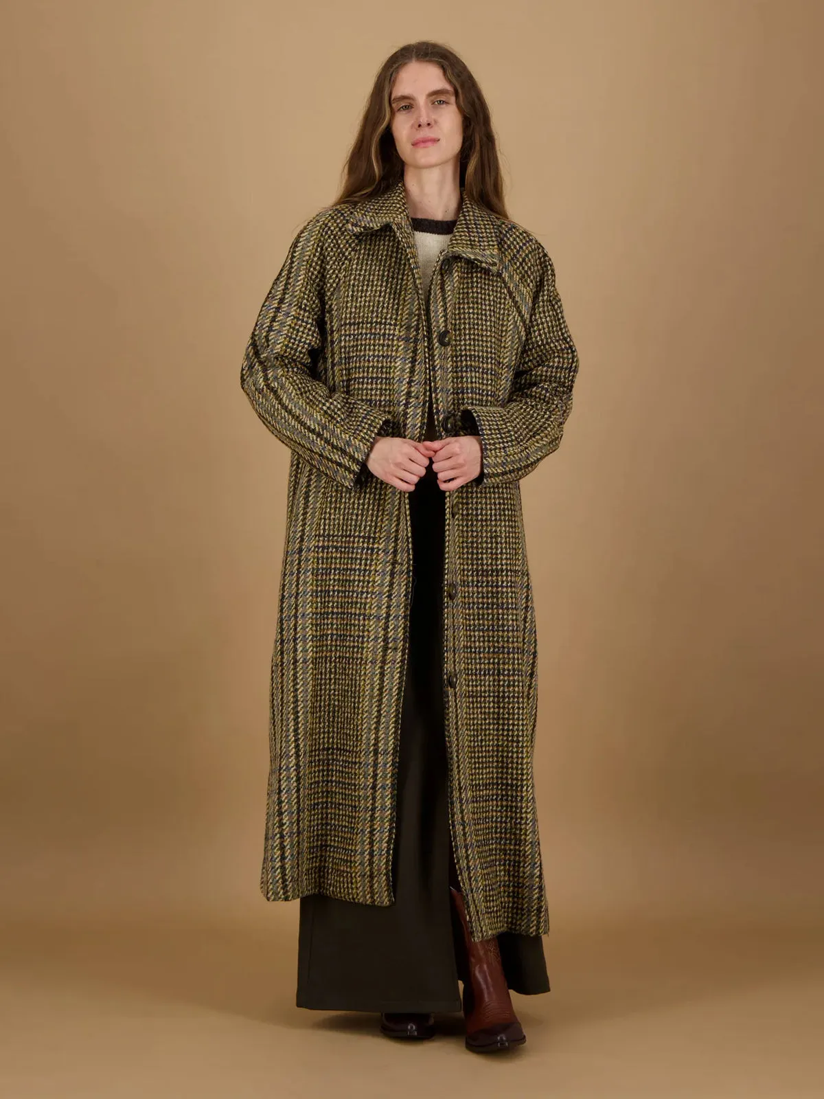Macilo Tweed Long Coat – Brown sold by iris