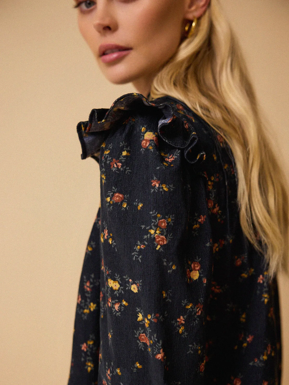 Rocco Printed Cord Frill Blouse - Winter Berries sold by iris product image thumbnail 2