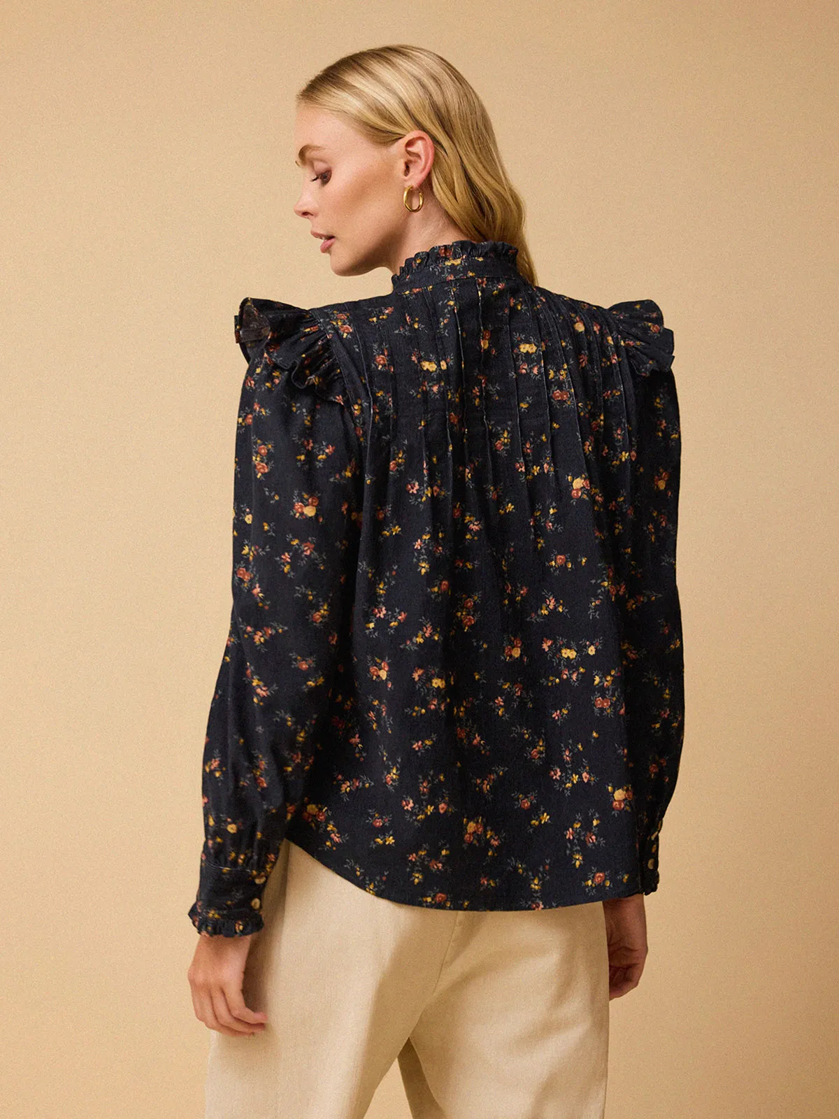 Rocco Printed Cord Frill Blouse - Winter Berries sold by iris product image thumbnail 3