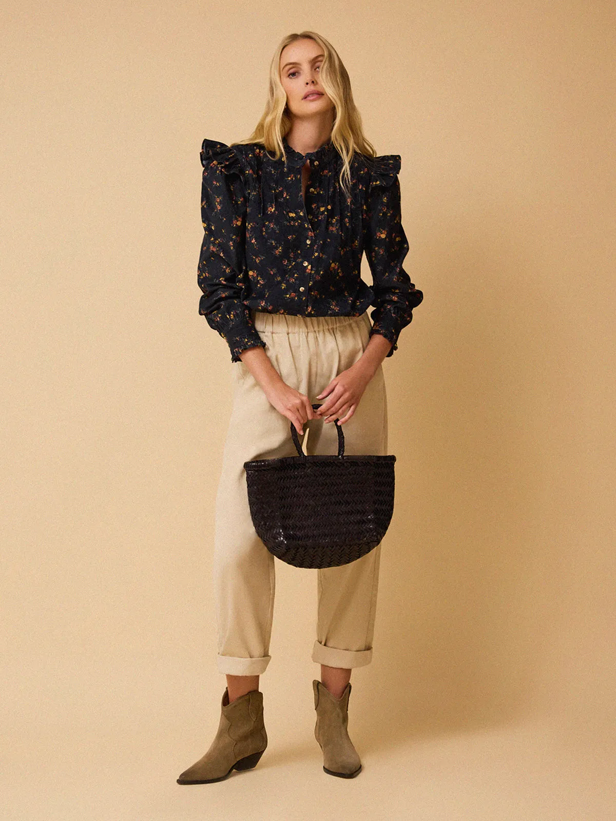 Rocco Printed Cord Frill Blouse - Winter Berries sold by iris product image thumbnail 4