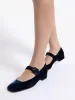 Low Mary Jane Velvet Shoe - Navy sold by iris