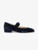 Low Mary Jane Velvet Shoe - Navy sold by iris