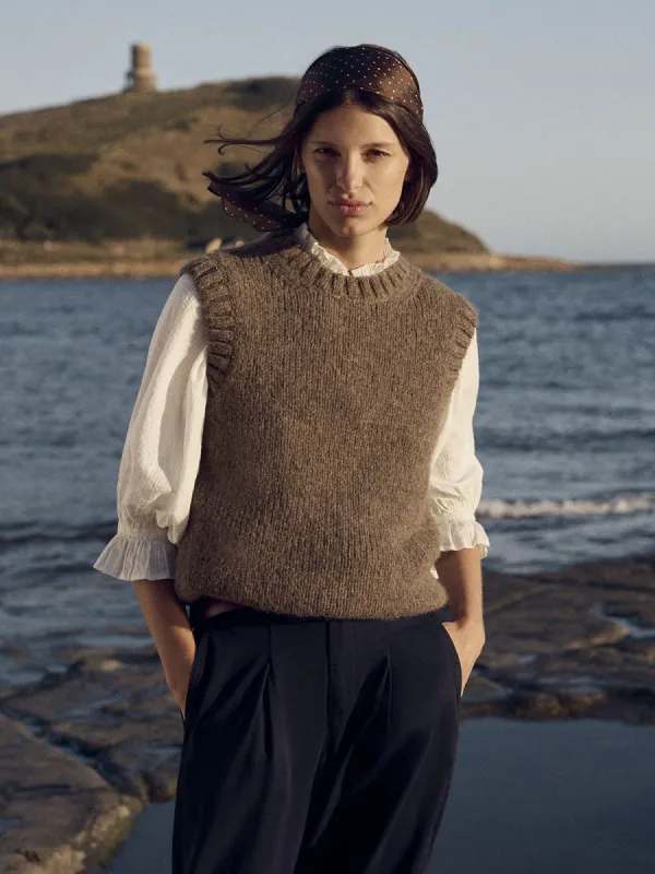 Skyla Wool Vest - Brown made by iris