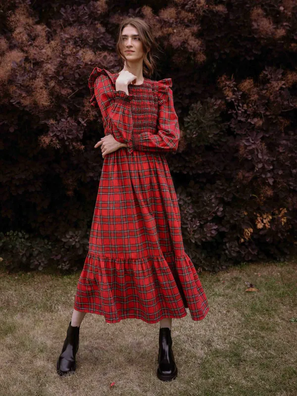 Freya Tartan Dress – Red made by iris