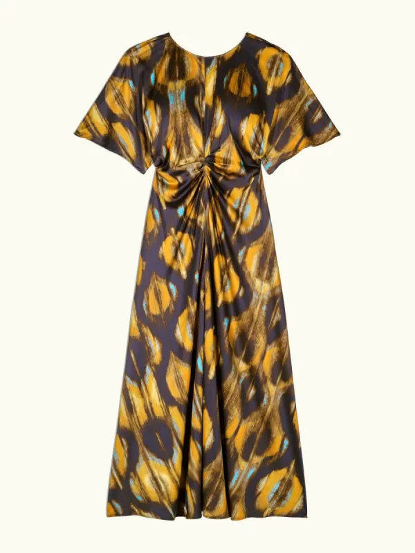 Soliel Print Midi Dress – Brown made by iris