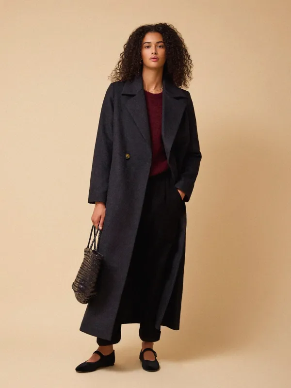 Brooke Maxi Coat - Charcoal made by iris