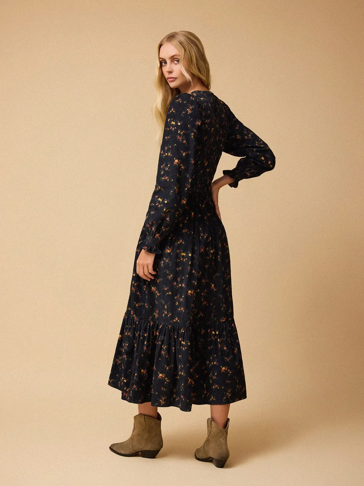 Frances Printed Cord Dress – Navy sold by iris product image thumbnail 5