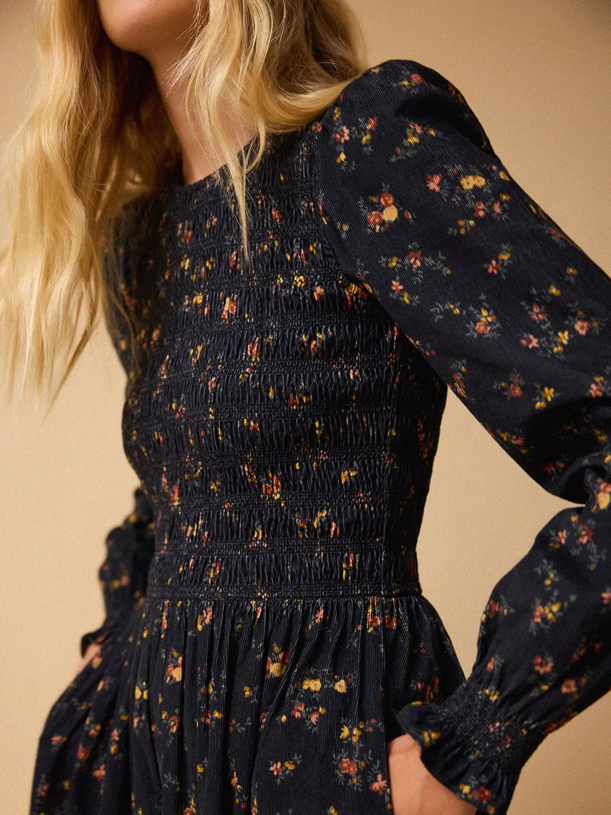 Frances Printed Cord Dress – Navy sold by iris product image thumbnail 3