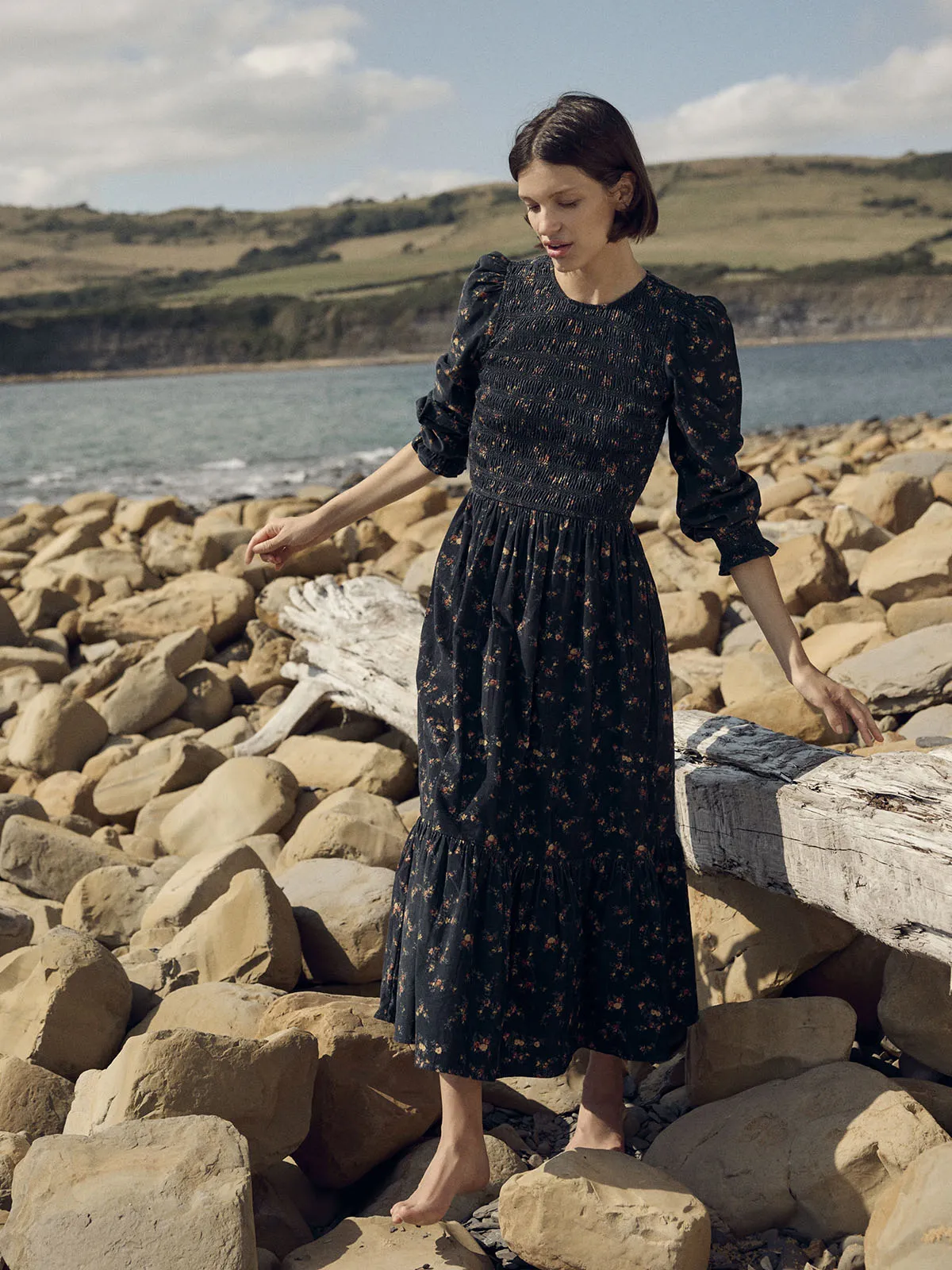 Frances Printed Cord Dress – Navy sold by iris