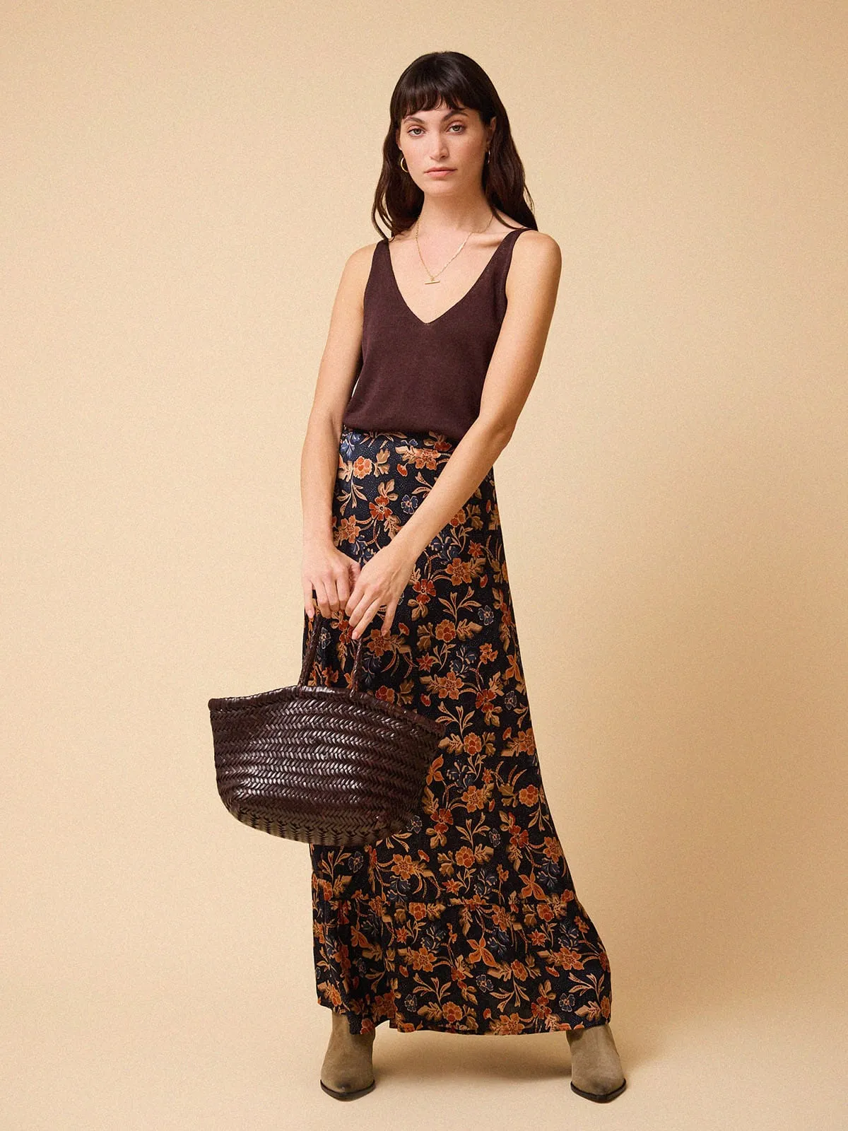 Alice Satin Printed Maxi Skirt – Navy sold by iris product image thumbnail 3