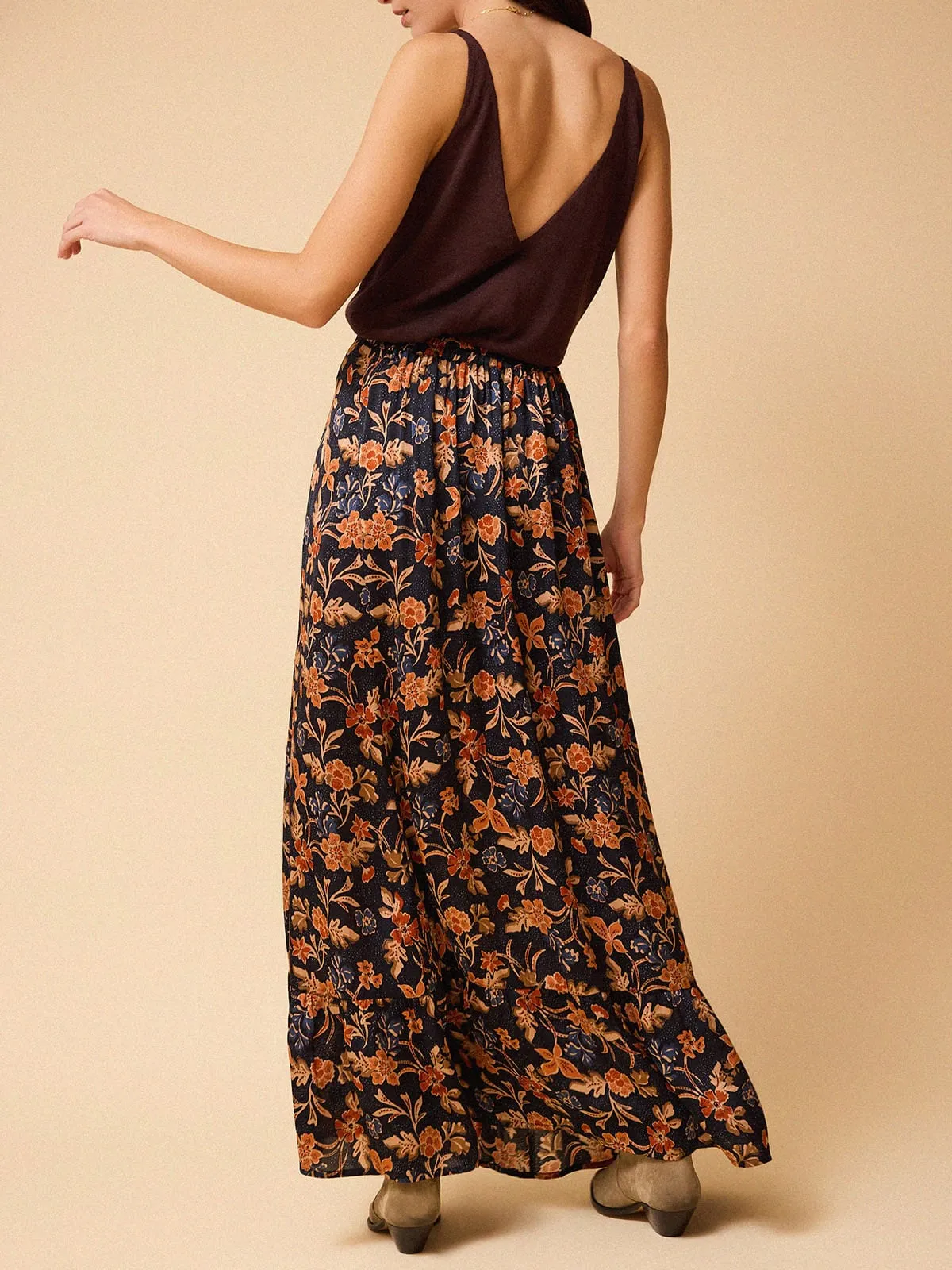 Alice Satin Printed Maxi Skirt – Navy sold by iris product image thumbnail 2