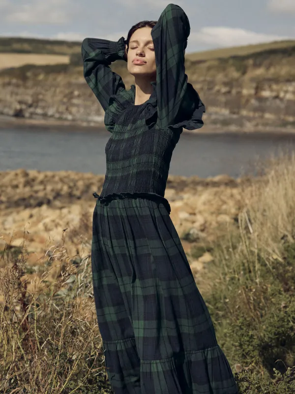 Freya Tartan Dress – Green and Navy sold by iris