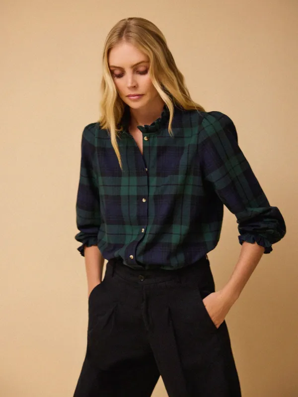 Imani Tartan Blouse – Green and Navy made by iris