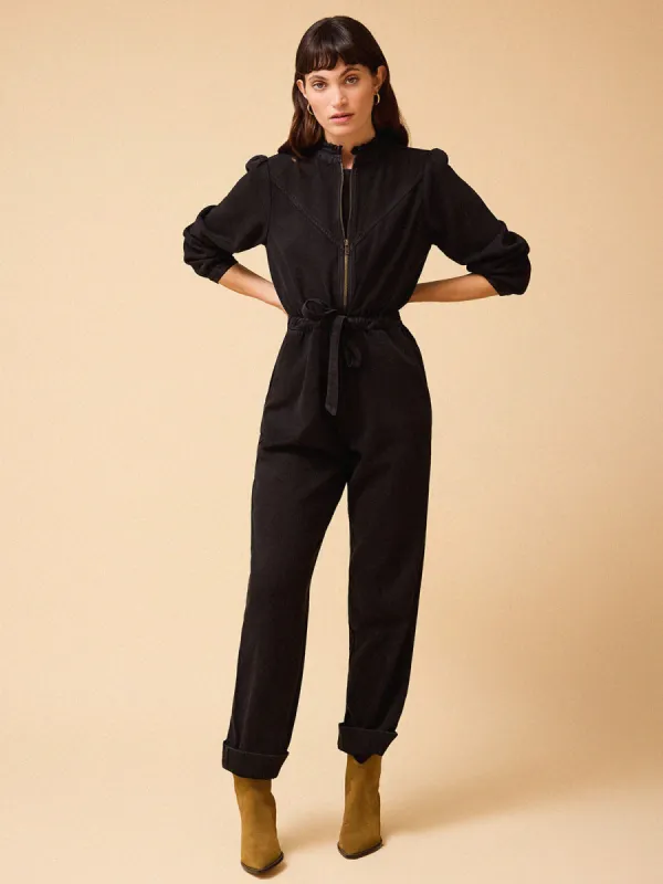 Wren Zip Denim Jumpsuit - Black made by iris