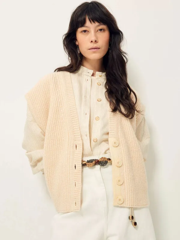 Aragon Sleevless Cardigan – Cream made by iris