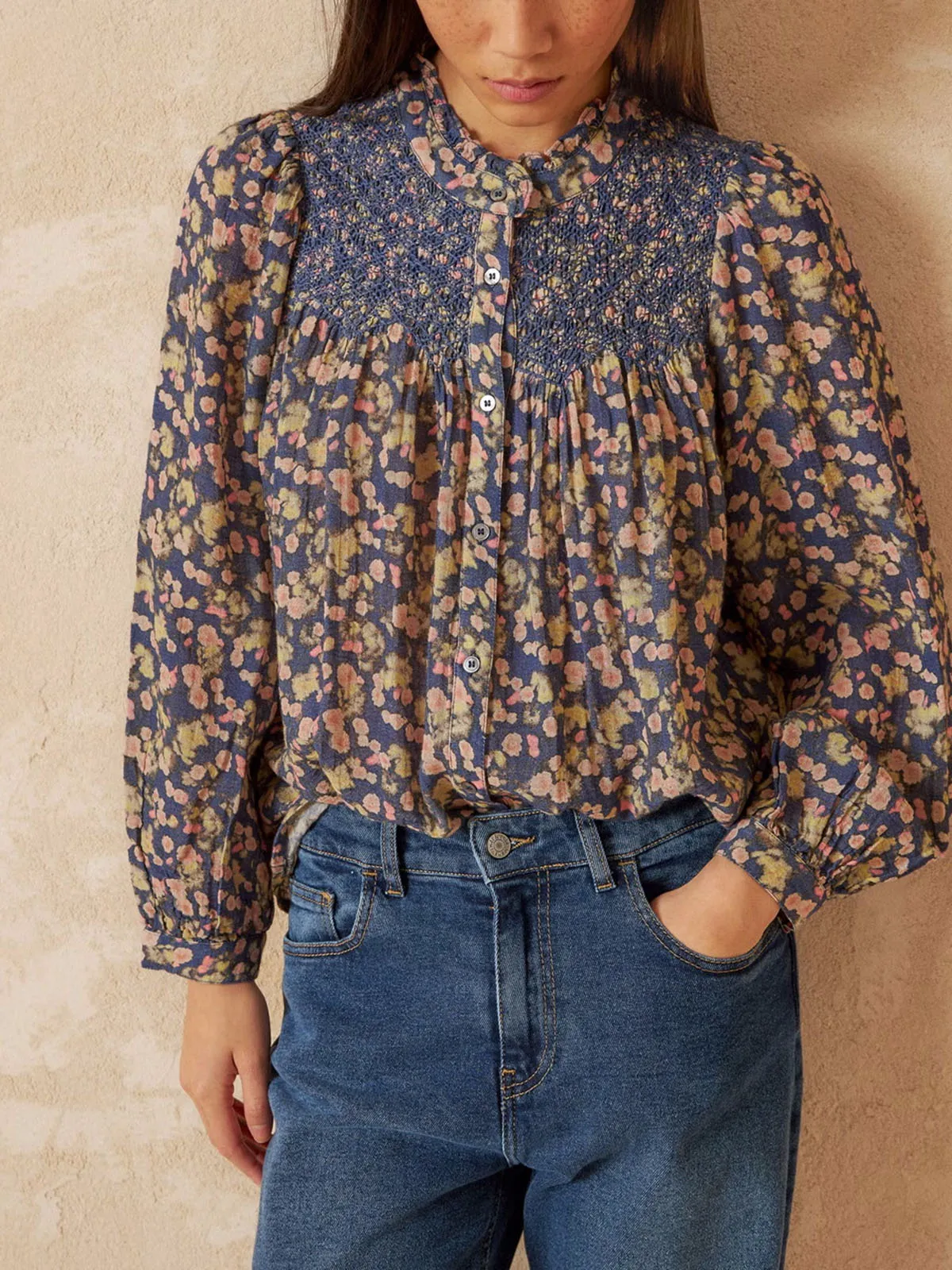 Embroidered Print Blouse – Pink sold by iris product image thumbnail 3