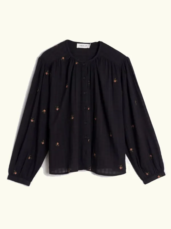 Embroidered Roses Blouse – Black sold by iris