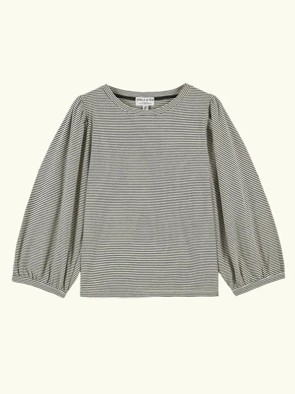 Stripe Ballon Top – Black & White made by iris