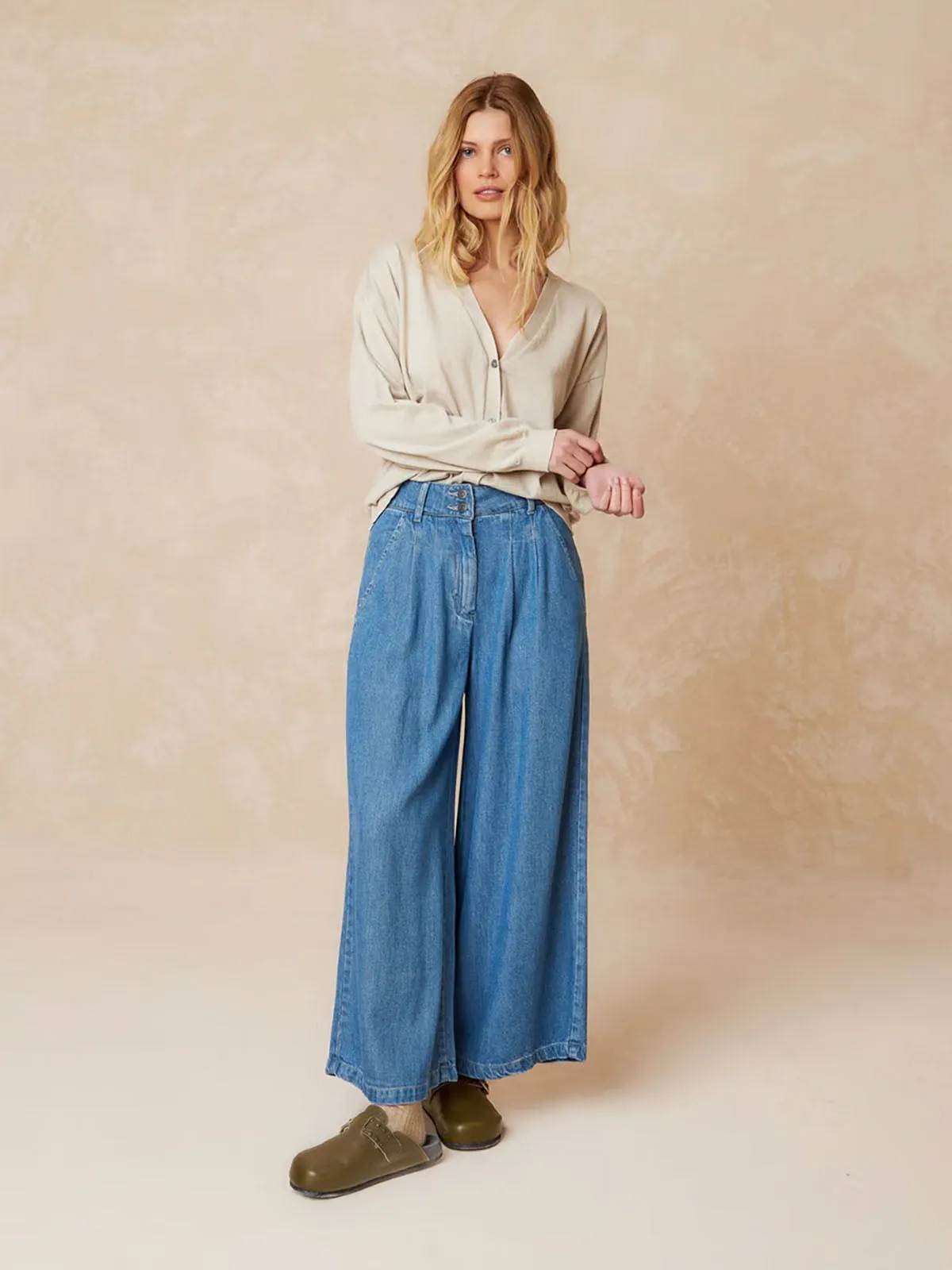 Wide Leg Denim Trousers sold by iris