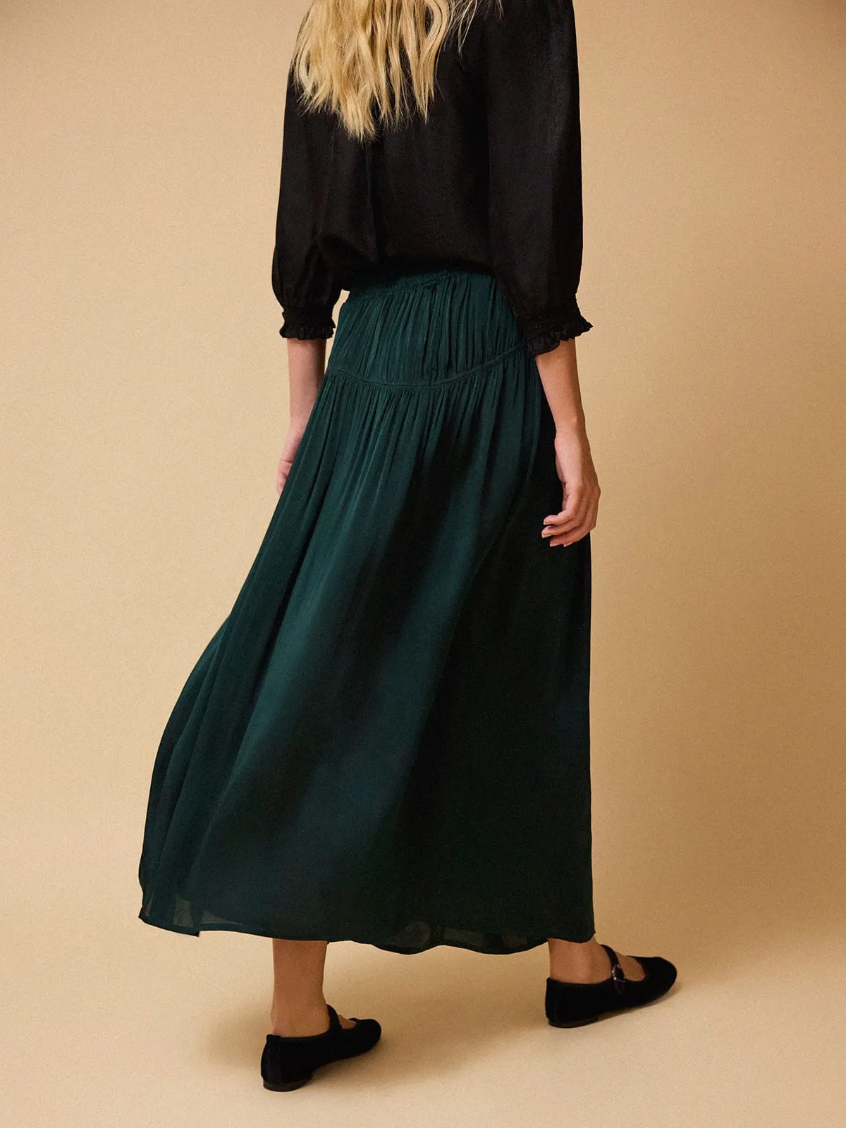 Amelia Shirred Skirt – Green sold by iris product image thumbnail 3