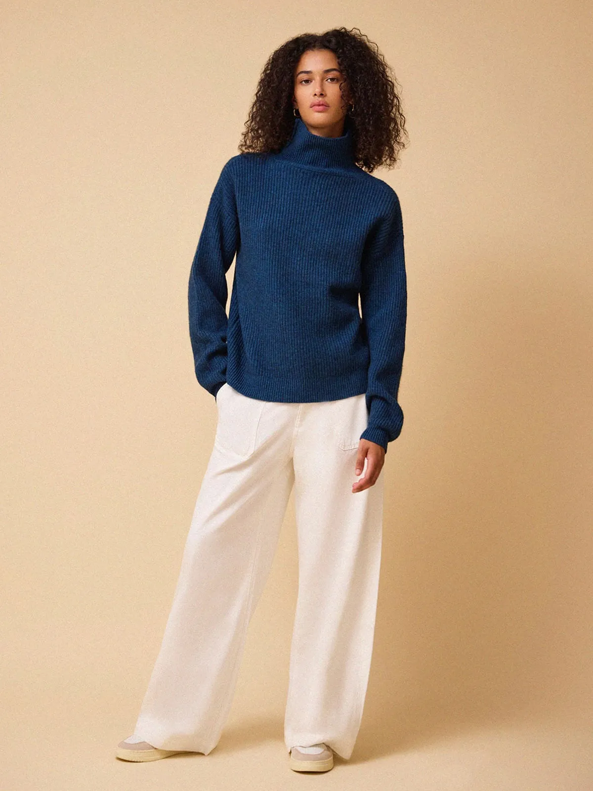 Edin Funnel Neck Jumper – Navy sold by iris product image thumbnail 2