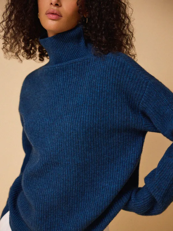 Edin Funnel Neck Jumper – Navy sold by iris