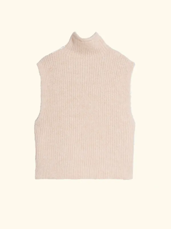 Roll Neck Vest – Cream made by iris