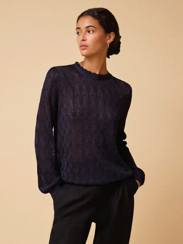 Camilla Metallic Knit Jumper - Navy sold by iris