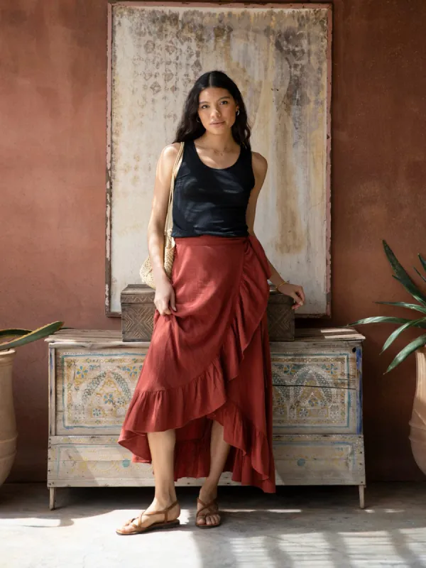 Kera Wrap Skirt - Cinnamon sold by iris