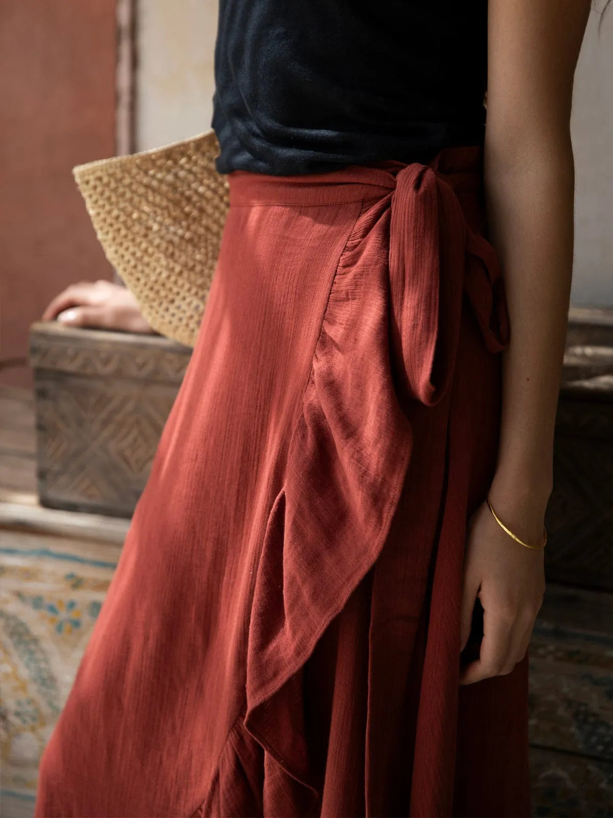 Kera Wrap Skirt - Cinnamon sold by iris product image thumbnail 3