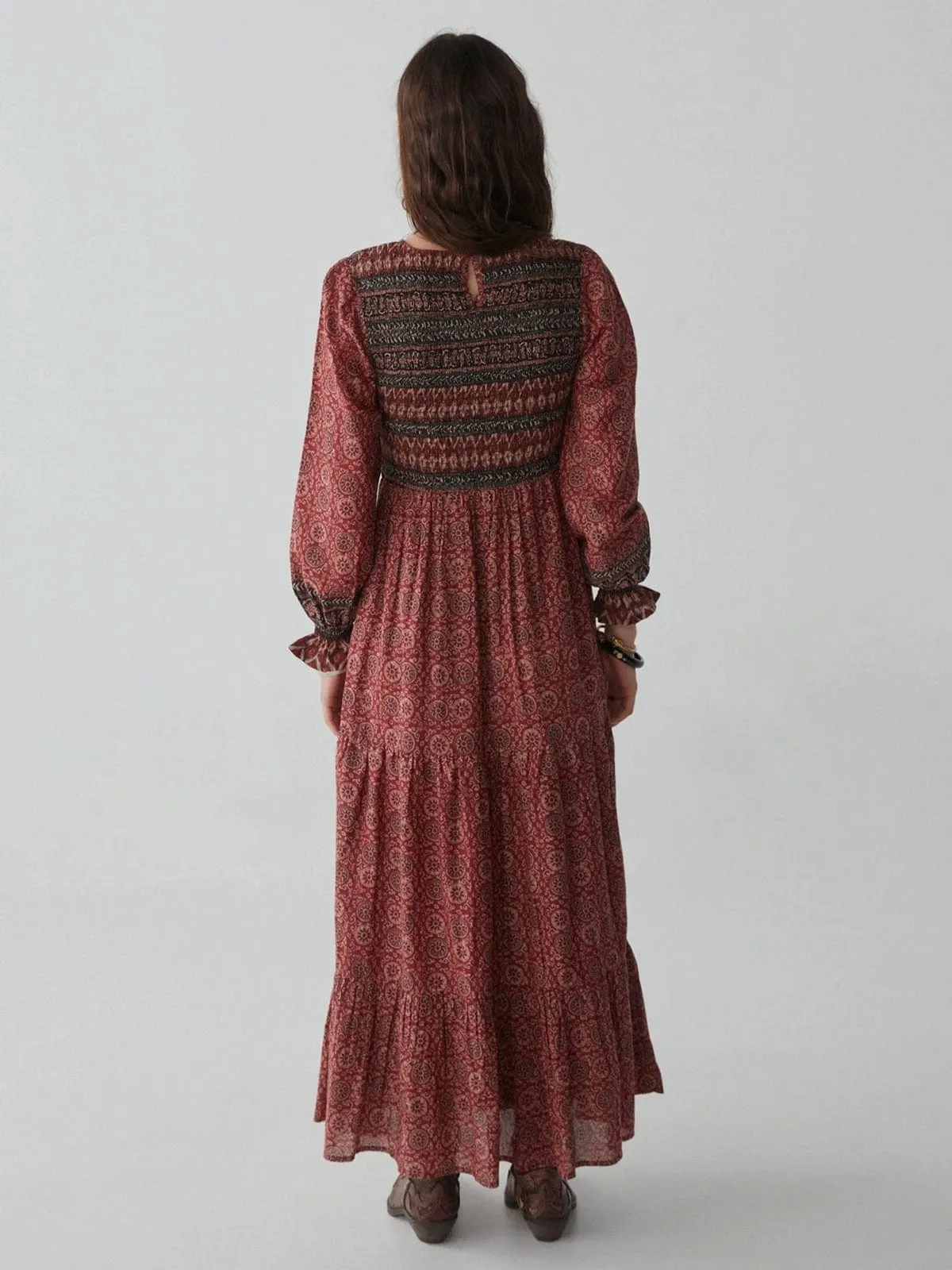 Layla Smock Maxi Dress - Rust sold by iris product image thumbnail 2