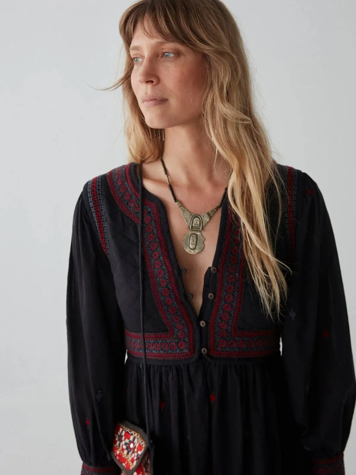 Dalida Embroidered Dress - Navy sold by iris product image thumbnail 2