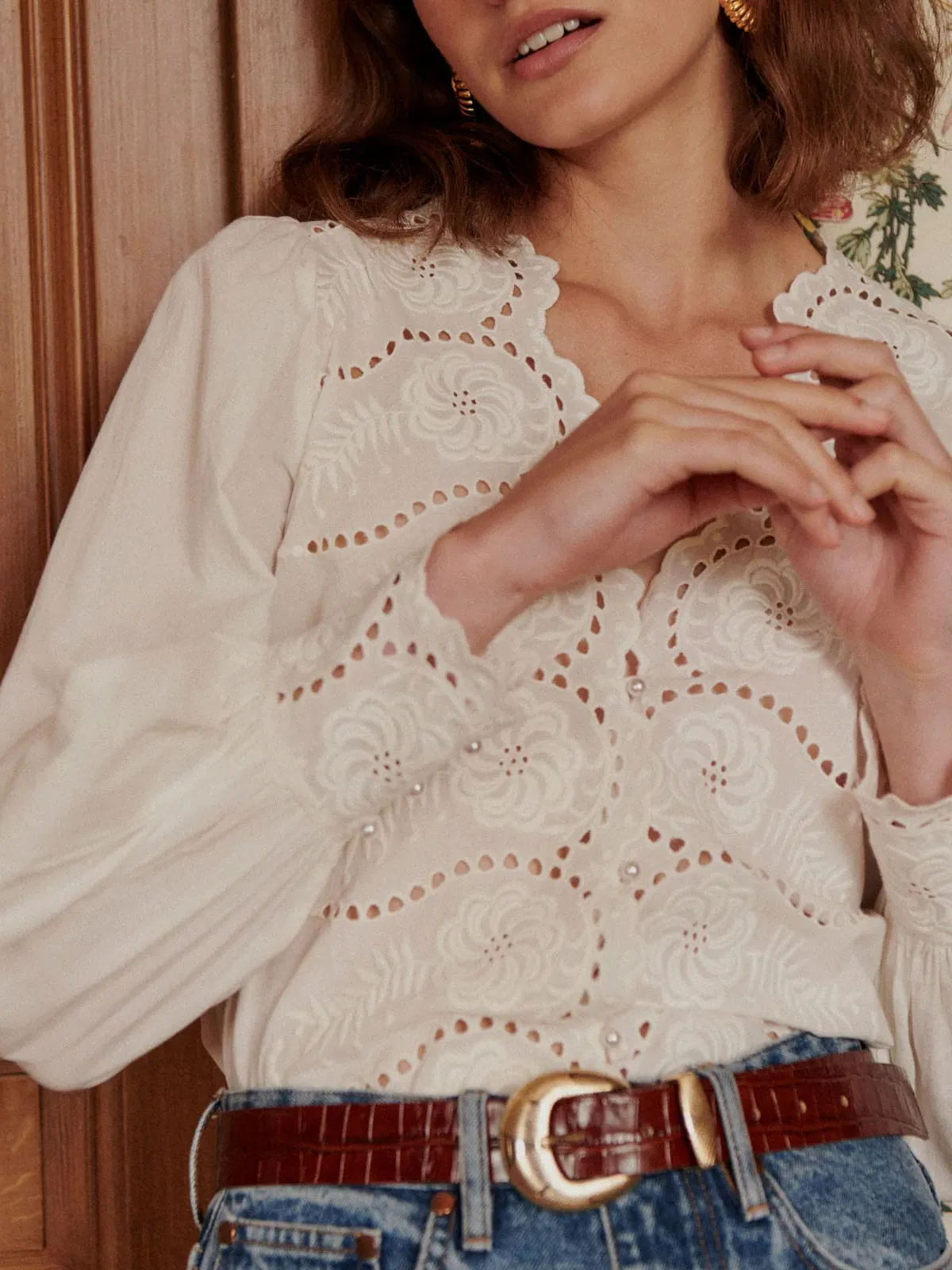 Tara Embroidered Blouse – Ecru sold by iris product image thumbnail 2