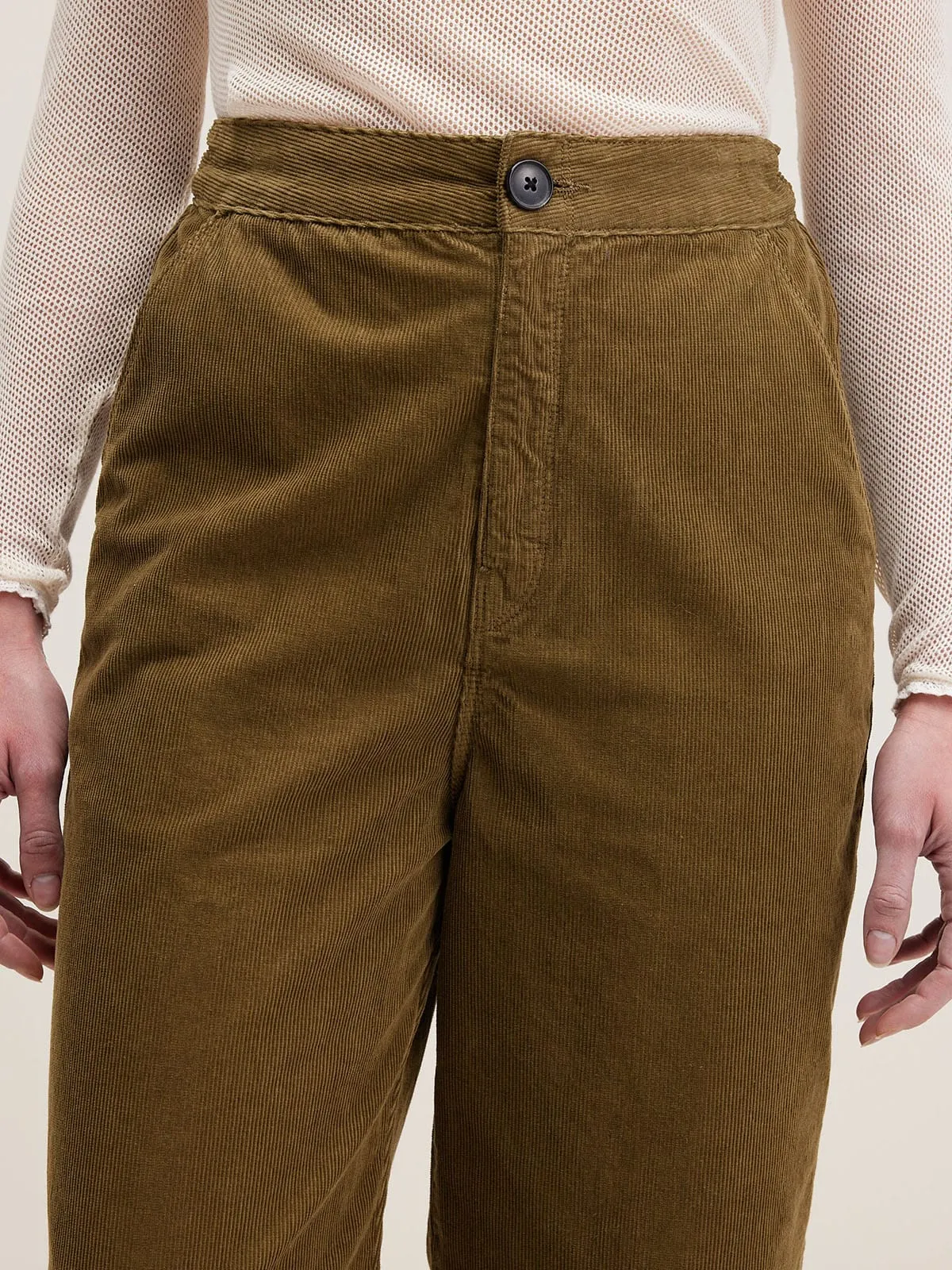 Pasop Slouchy Cord Trousers - Olive sold by iris product image thumbnail 4