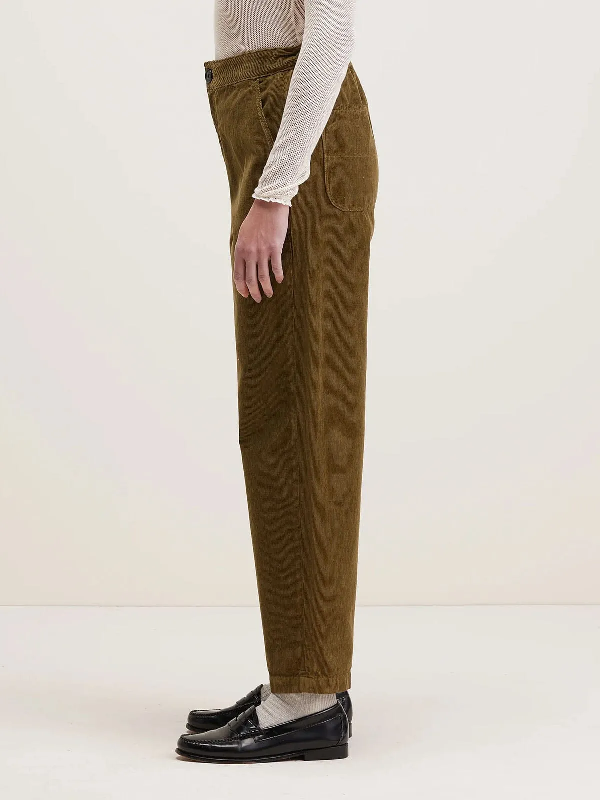 Pasop Slouchy Cord Trousers - Olive sold by iris product image thumbnail 5