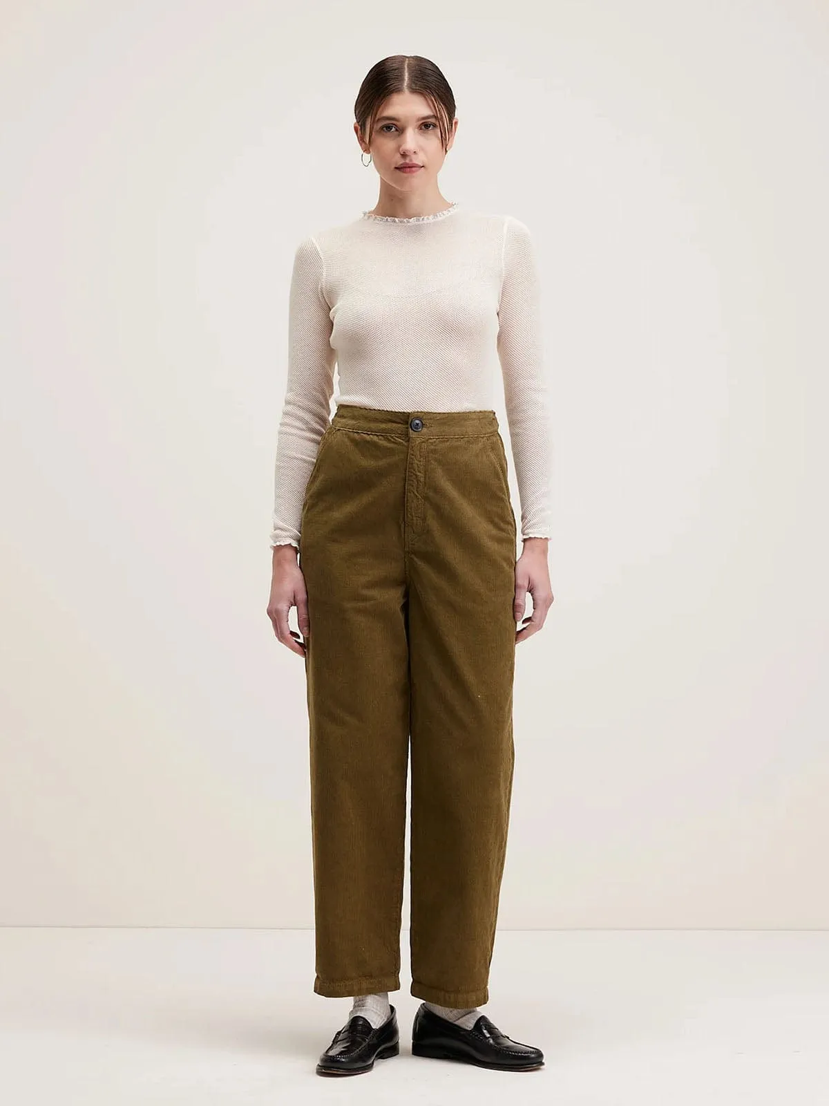 Pasop Slouchy Cord Trousers - Olive sold by iris product image thumbnail 2