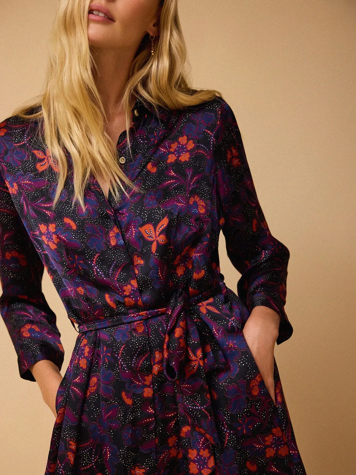Seren Printed Satin Dress - Indigo sold by iris product image thumbnail 2