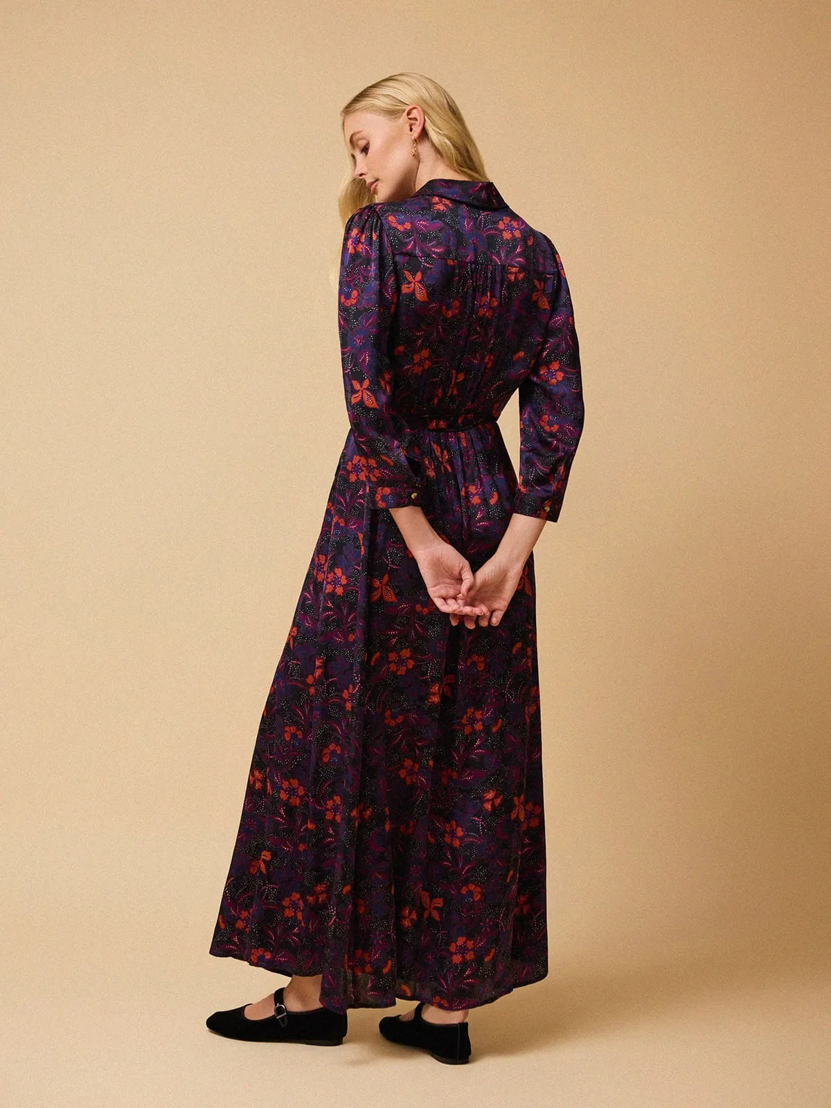 Seren Printed Satin Dress - Indigo sold by iris product image thumbnail 3