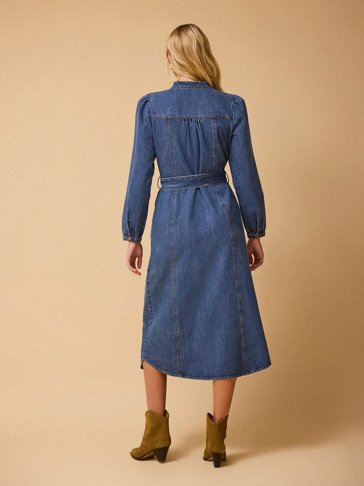 Asher Zip Denim Dress - Blue sold by iris product image thumbnail 3