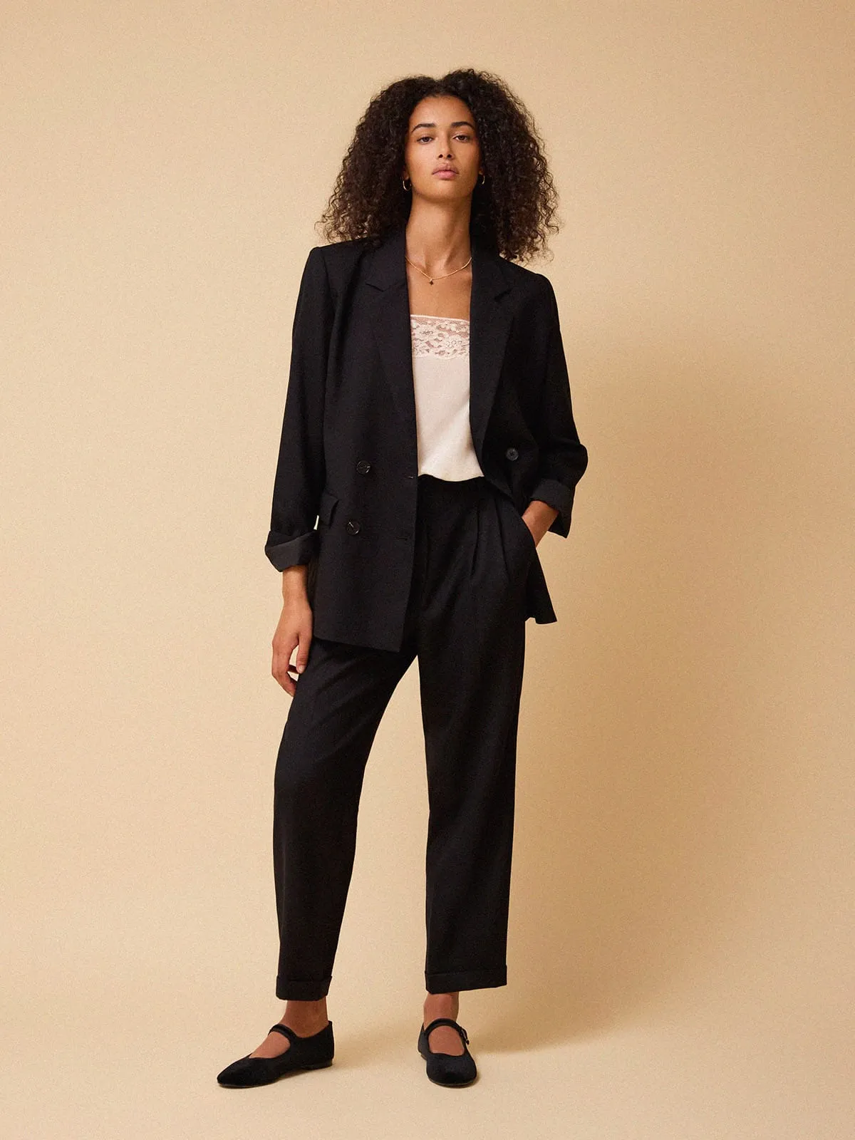 Thea Double Breasted Blazer - Black sold by iris