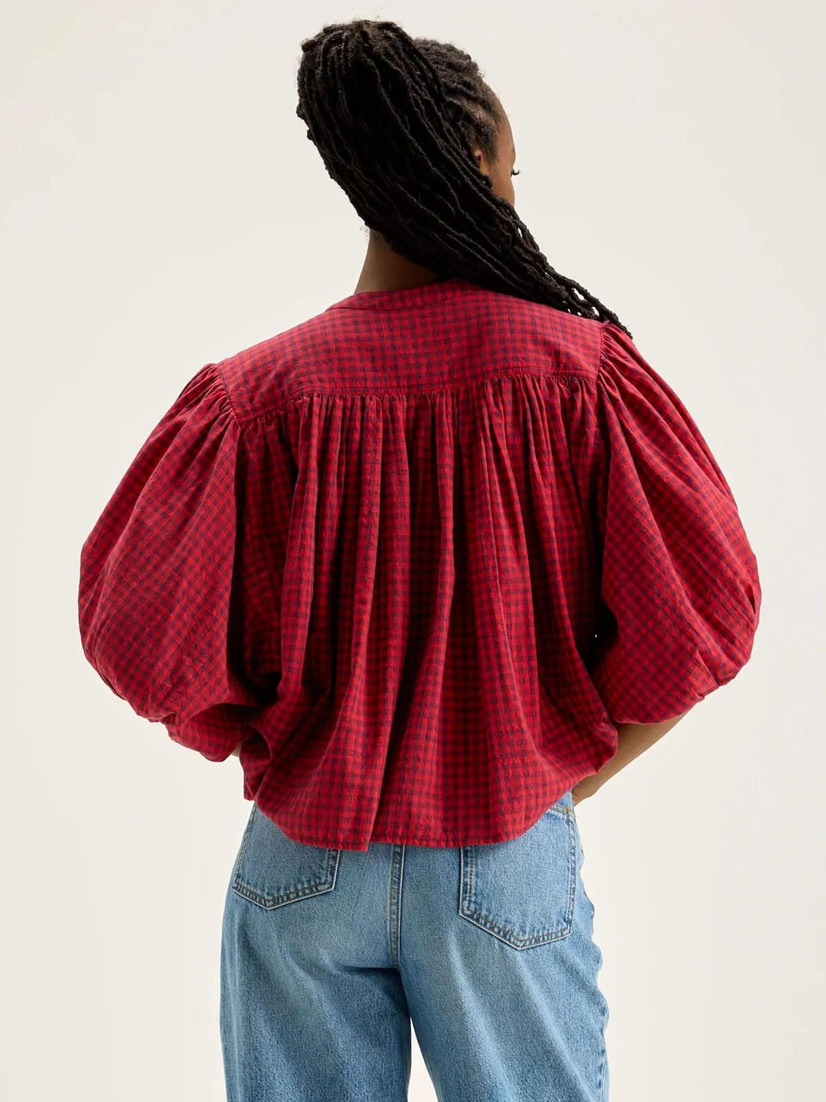 Ink Check Blouse – Red sold by iris product image thumbnail 3