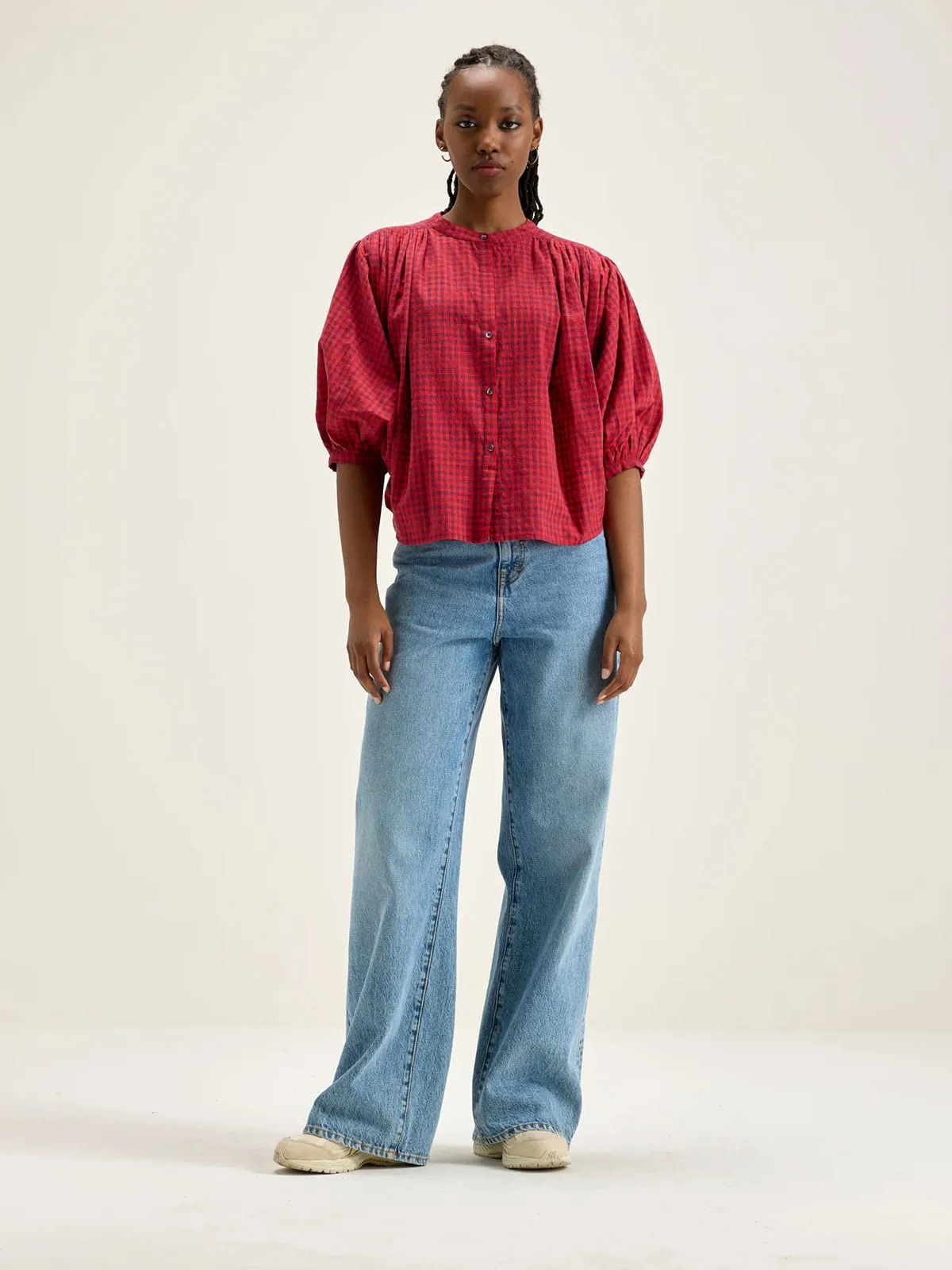 Ink Check Blouse – Red sold by iris product image thumbnail 5