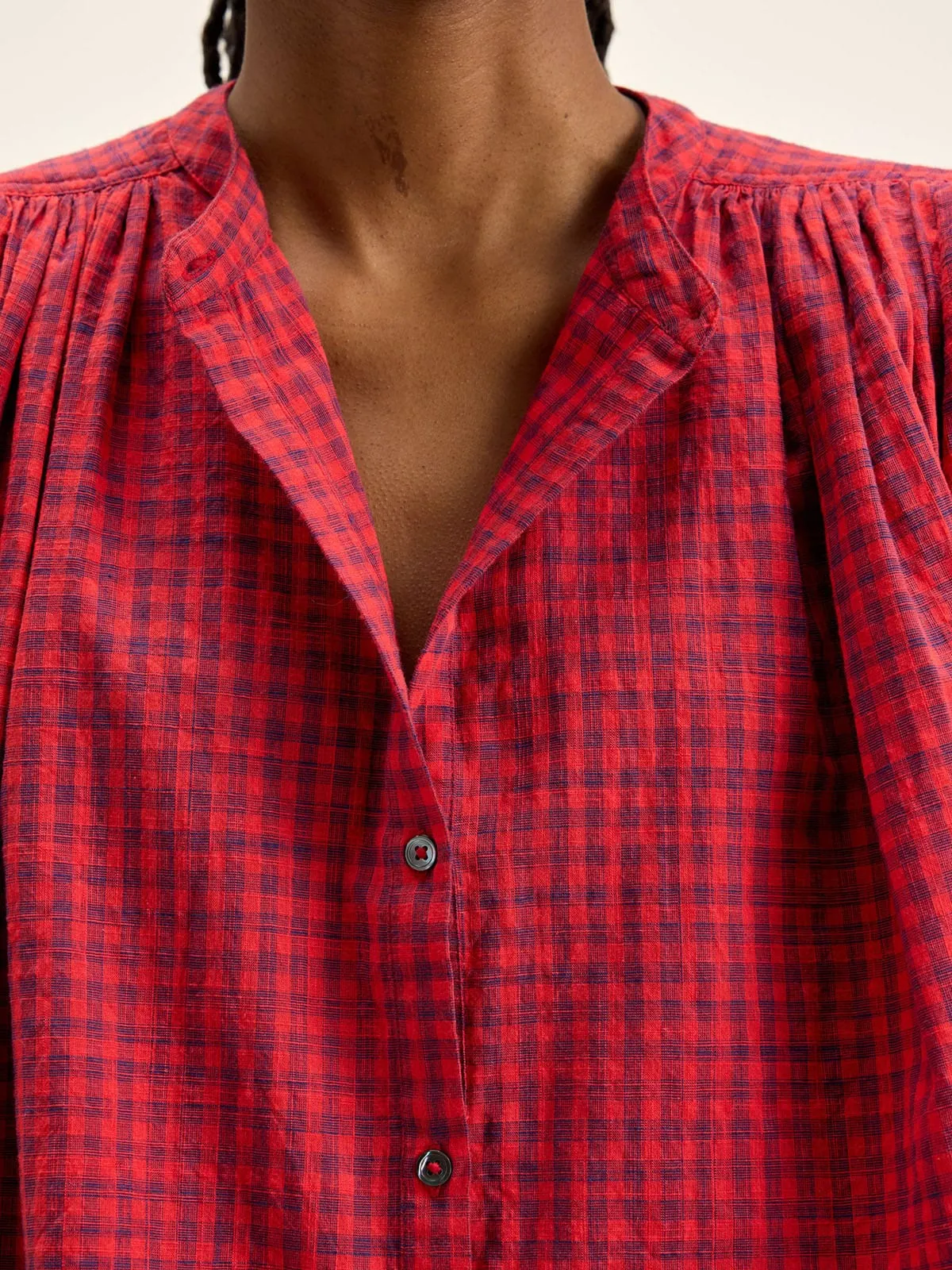 Ink Check Blouse – Red sold by iris product image thumbnail 2