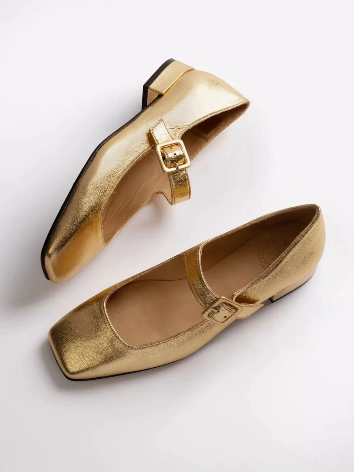 Low Mary Jane Leather Shoes – Gold sold by iris product image thumbnail 3