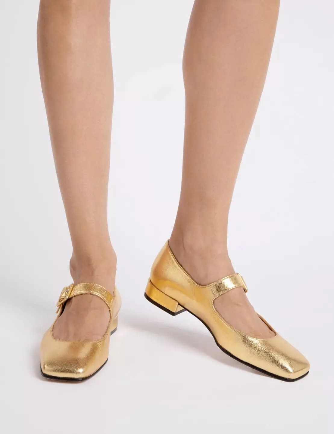 Low Mary Jane Leather Shoes – Gold sold by iris product image thumbnail 4