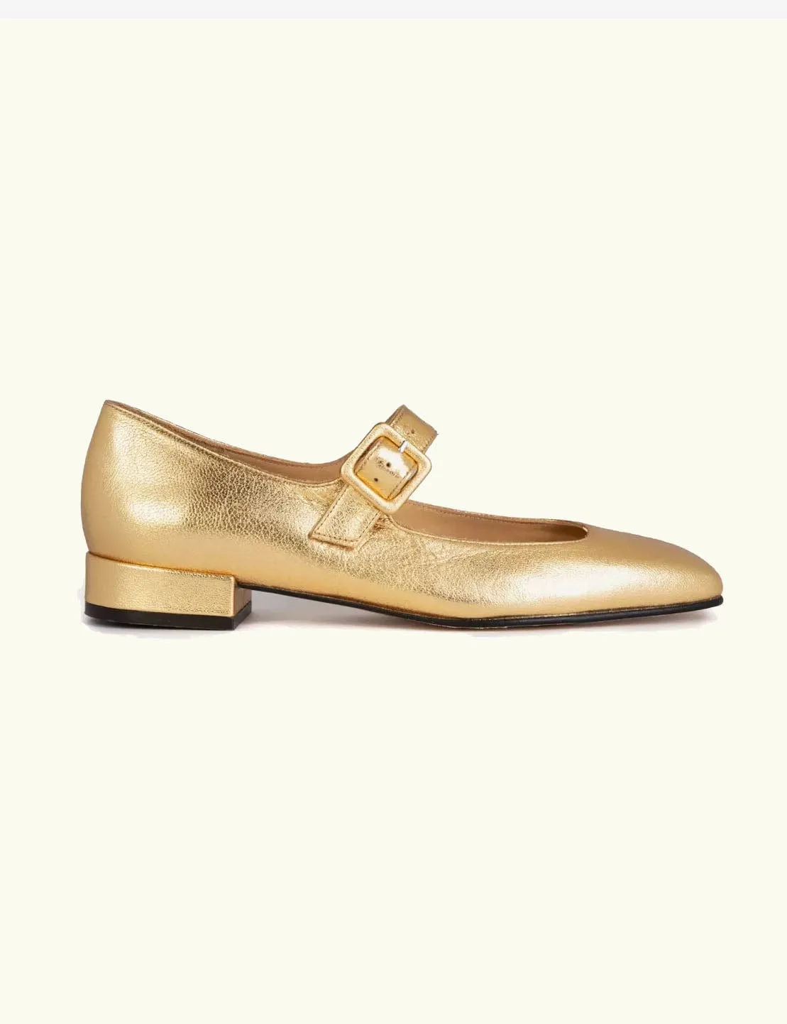 Low Mary Jane Leather Shoes – Gold sold by iris