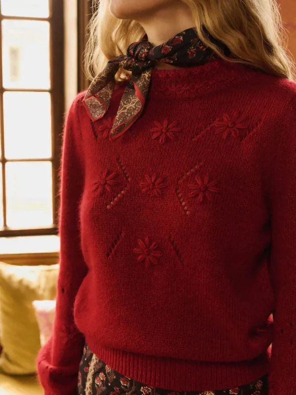 Mineta Flower Knit - Red sold by iris