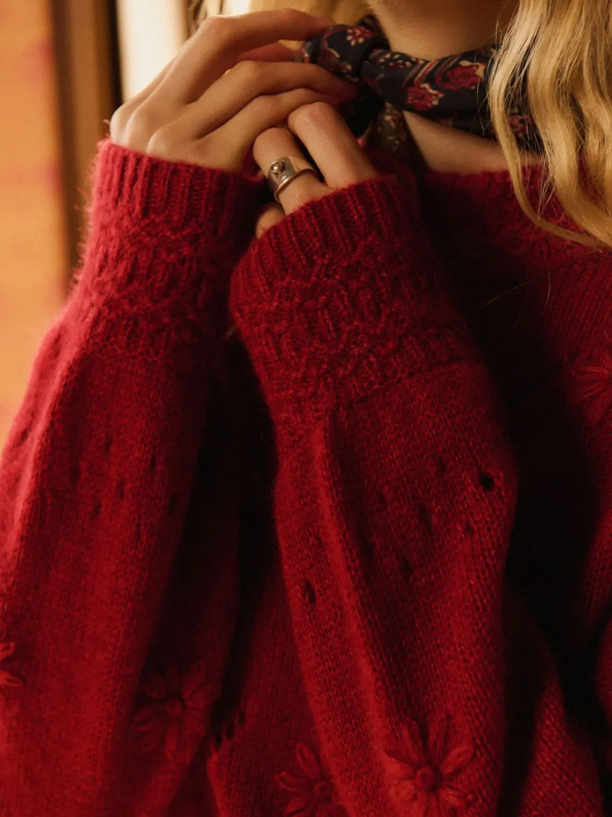 Mineta Flower Knit - Red sold by iris product image thumbnail 2