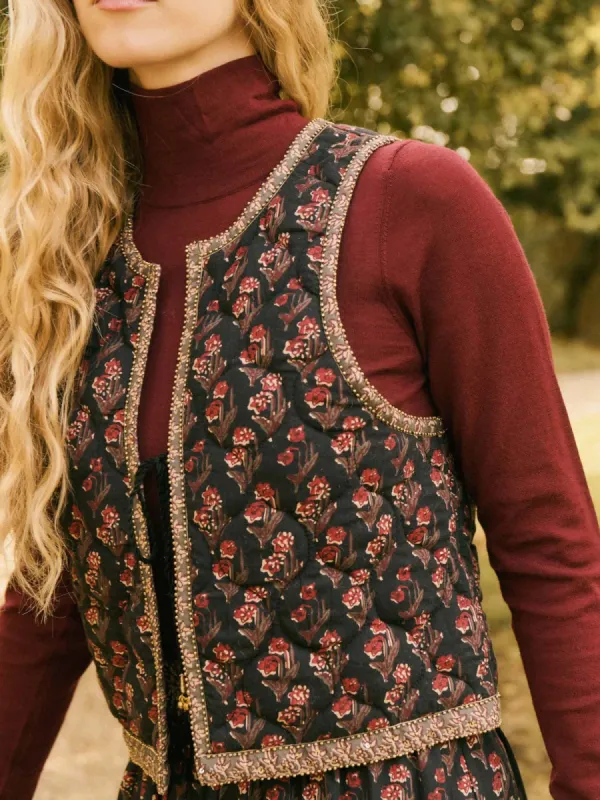 Opera Printed Gilet – Navy made by iris